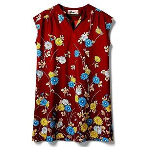 Vintage 70s Dress Nani of Hawaii Red Floral Hawaiian Boho Shift M L